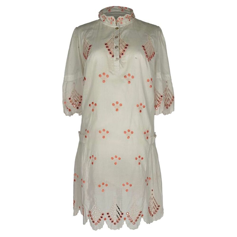 Temperley London Embroidered Mini Dress  in White Cotton